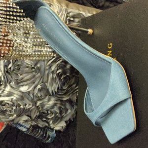 Beautiful Denim rhinestone fringe stilleto heels